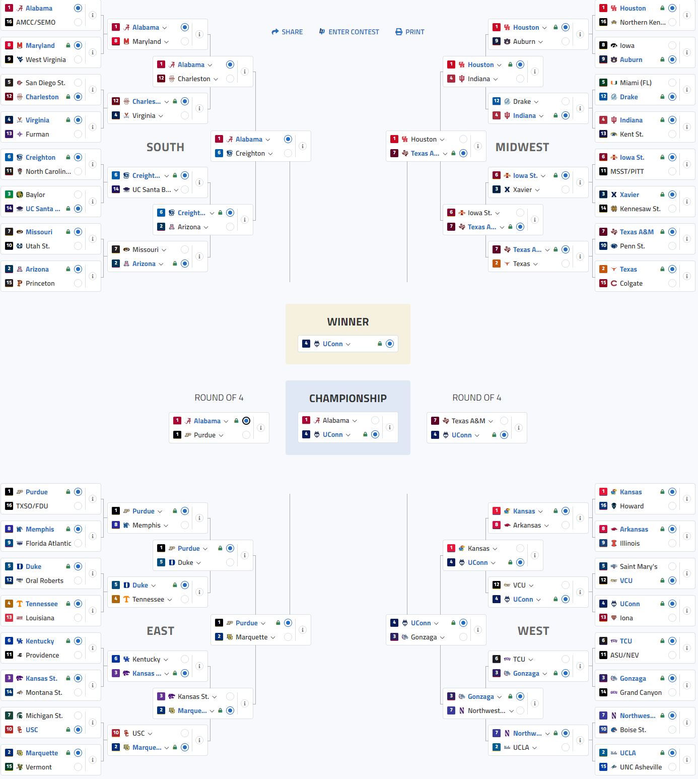 2023 March Madness Perfect Bracket Large Pools (NCAA Tournament